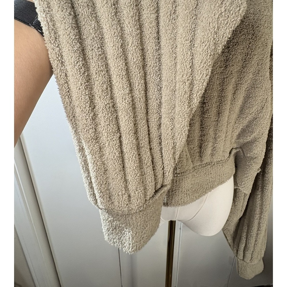 New Free People Women's S Cabin Fever Pullover Sweater Gray Boho Fleece Ribbed - Picture 5 of 8